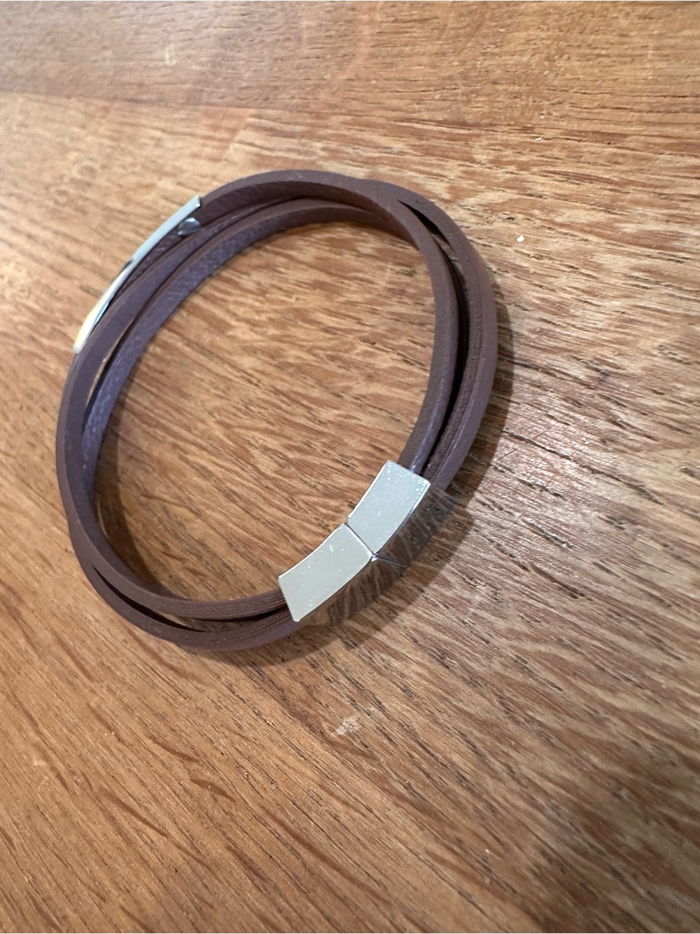Fossil Brown Leather Multi-Strand Bracelet with Silver-Tone Clasp